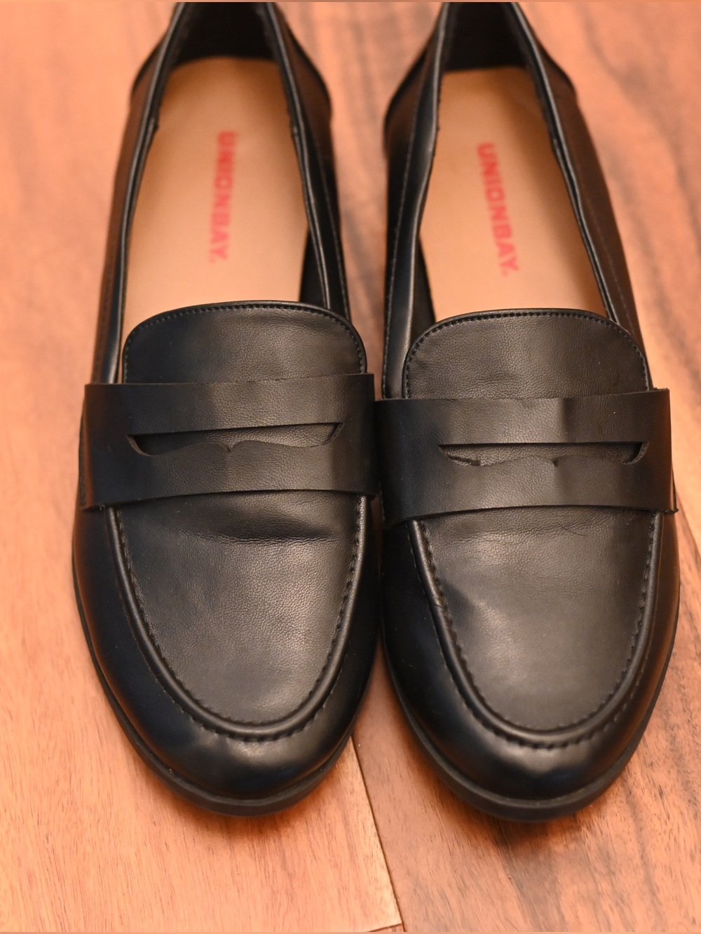 UNIONBAY Women's Black Man Made Leather Penny Loafers